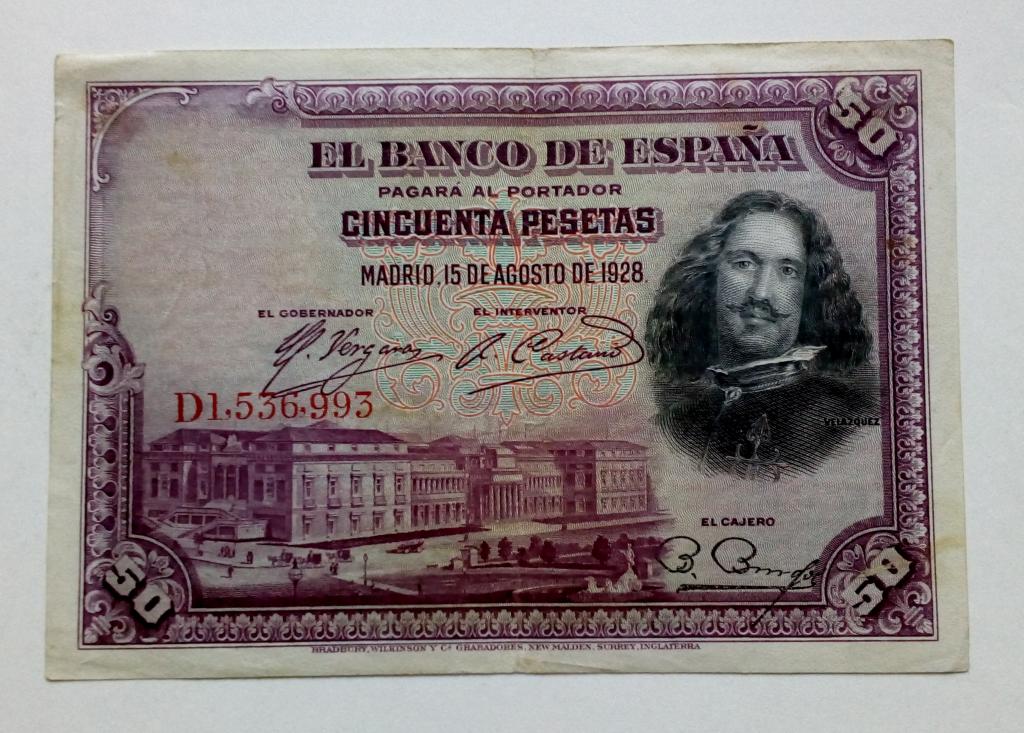 Испания 50 песет 1928 год VF+
