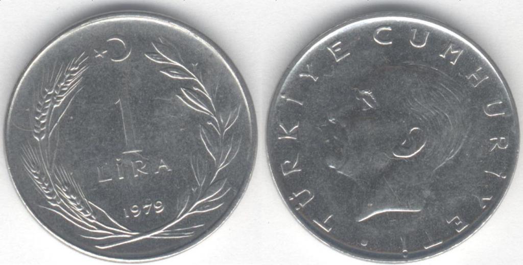 Монета Турция 1 лира 1979 г. XF