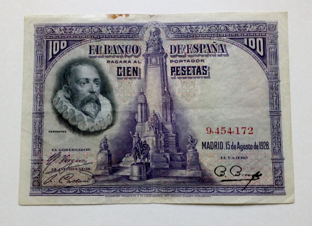 Испания 100 песет 1928 год VF+