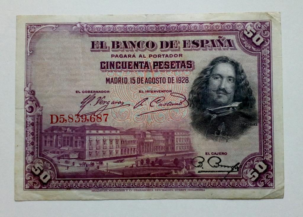 Испания 50 песет 1928 год VF+