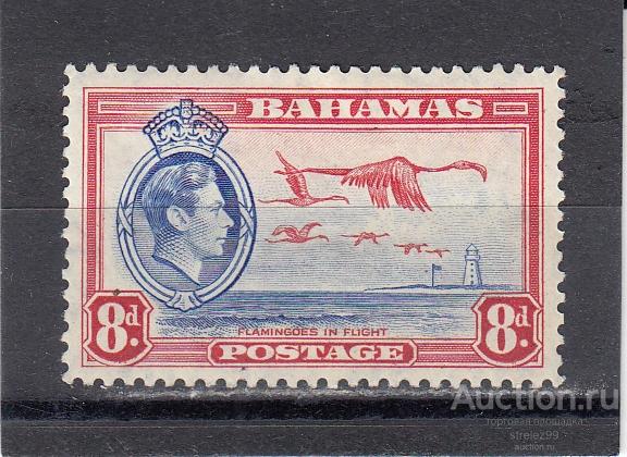 BAHAMAS БАГАМСКИЕ ОСТРОВА   Фауна Птицы Фламинго № 115  1938   Сост* Наклейка!