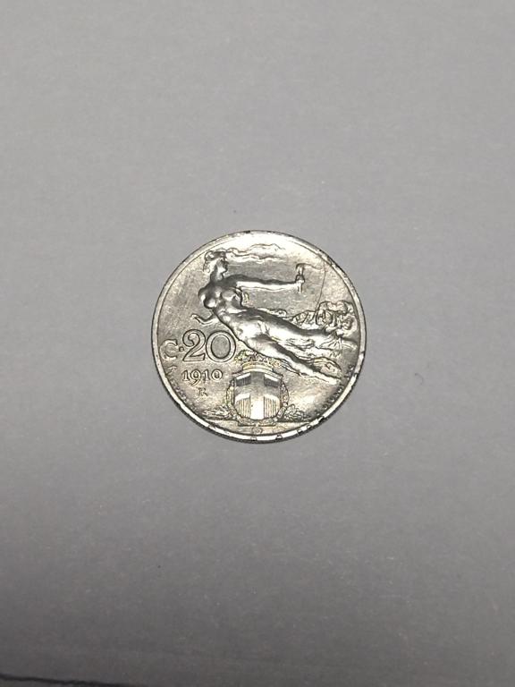 Италия. 20 чентезимо 1910 год.