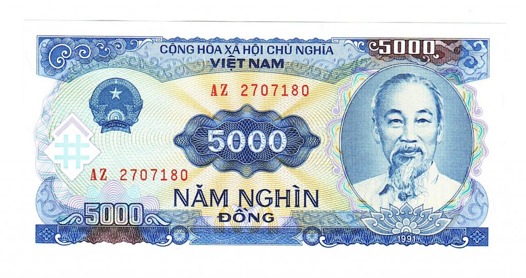 Вьетнам 5000 донг 1991 год бона.