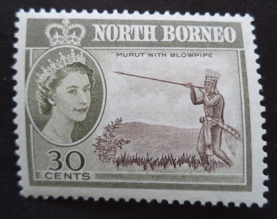 Северное Борнео 1961 г.  30с.  воин  *   Л.47