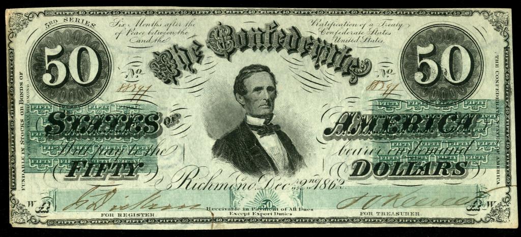 Конфедеративные Штаты Америки. 50 долларов 1862 г.