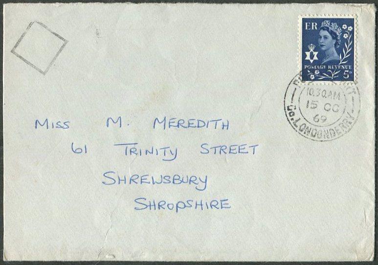 Великобритания 1969 Северная Ирландия Portstewart региональный выпуск конверт Портстюарт ⇒ Англия