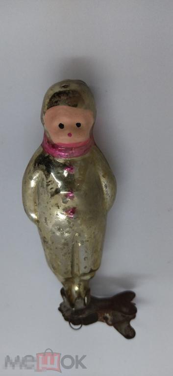 Елочная игрушка. "Малыш. Пупс" СТЕКЛО. СССР.