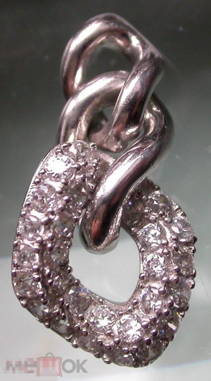 Серебряный кулон-подвеска с фианитами. 925 проба. 4.9 гр. Не ношен.