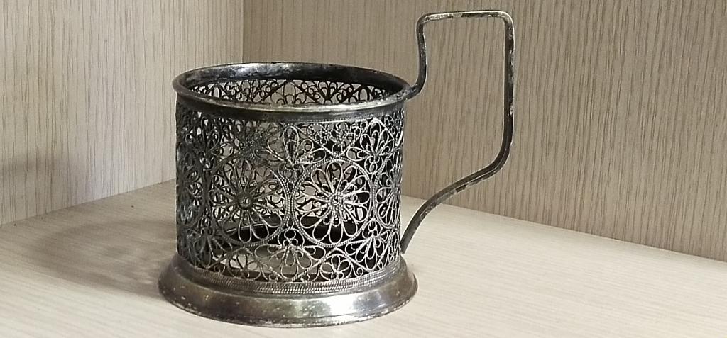 Подстаканник . Мельхиор. СССР. Скань. 8.