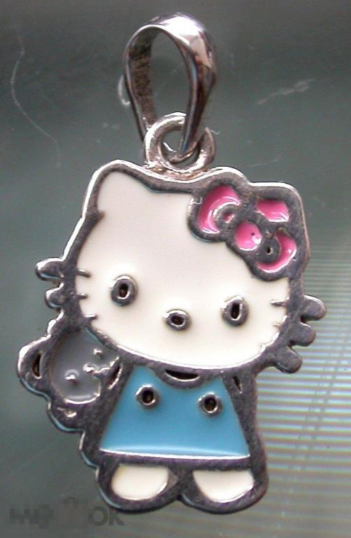 Серебряная подвеска-котик. Эмаль. 925 проба. 1.7 гр.