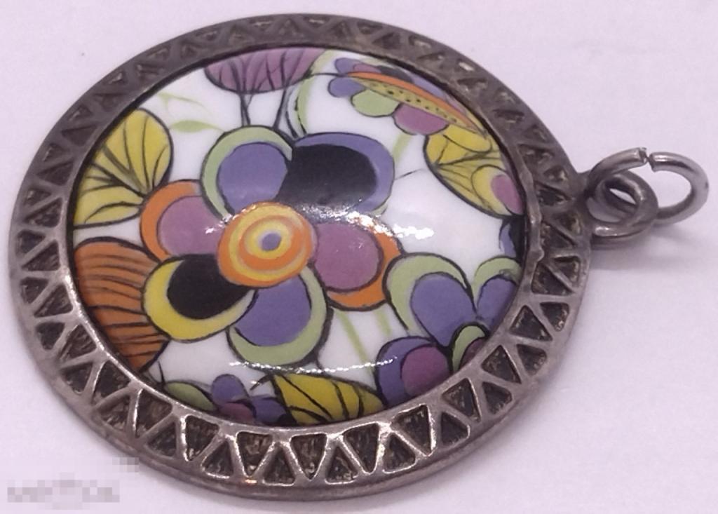 КУЛОН, ПОДВЕСКА ЭМАЛЬ,ПОСЕРЕБРЕНИЕ.КЛЕЙМО ВИНТАЖ