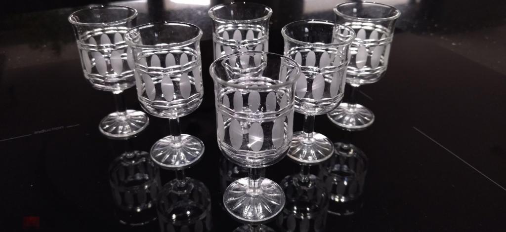 РЮМКИ КОНЬЯЧНЫЕ 40мл. КОМПЛЕКТ 6шт. СТЕКЛО ШЛИФОВКА СССР