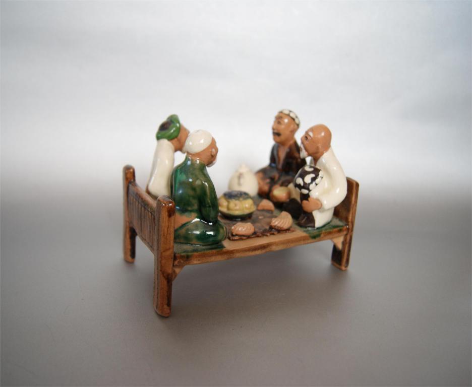 Статуэтка Редкая Обливная Керамика " Чайхана " Ручная Работа.Узбекистан.