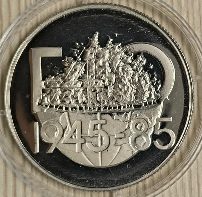 Турция. 500 лир 1985 г. 40 лет ФАО (FAO).  ПРУФ-PROOF. Капсула