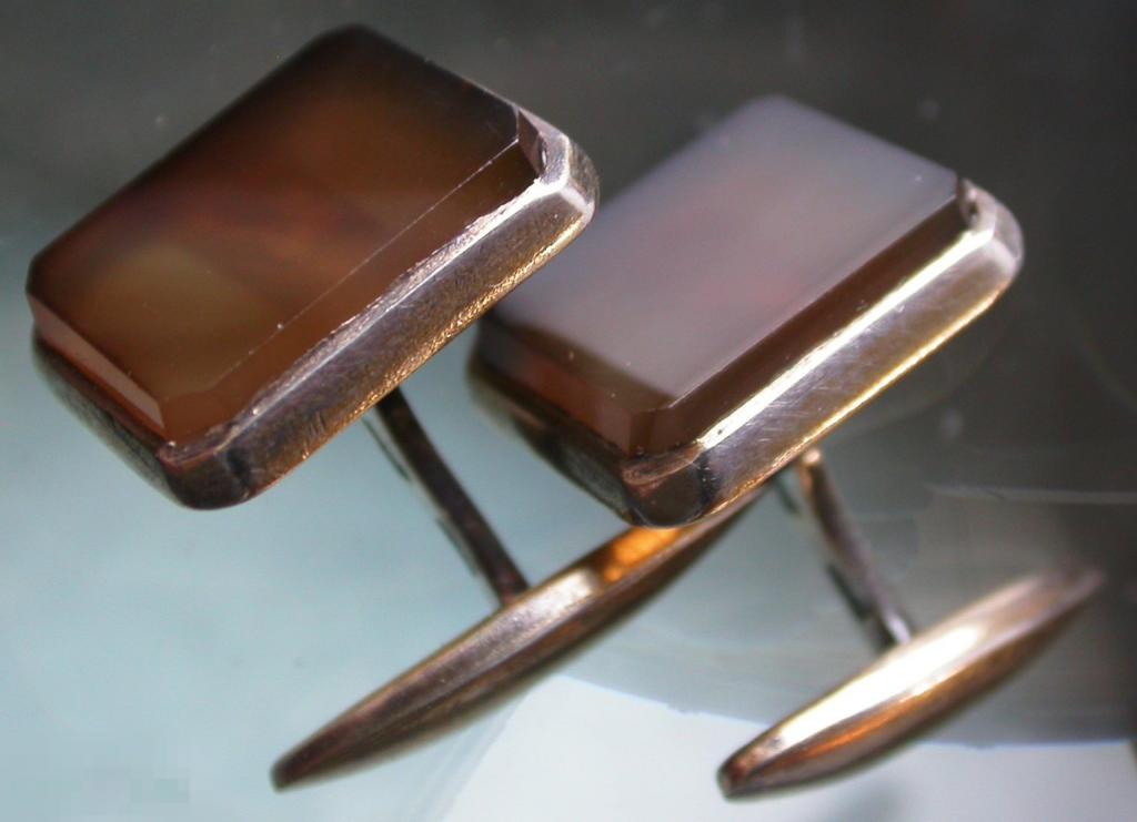 СССР. Серебряные запонки с натуральными камнями. 875 проба (молотобоец). 9.5 гр.