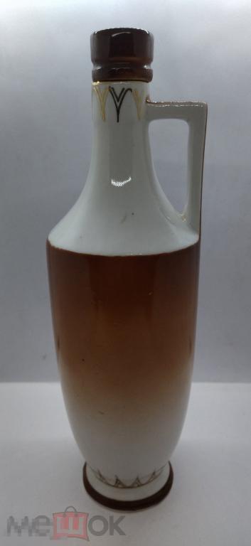 РЕДКИЙ ШТОФ  КАКАО-ШУЯ .ФАРФОР.   ЛФЗ. СССР ПЛОСКОЕ ДНО 1950-е гг