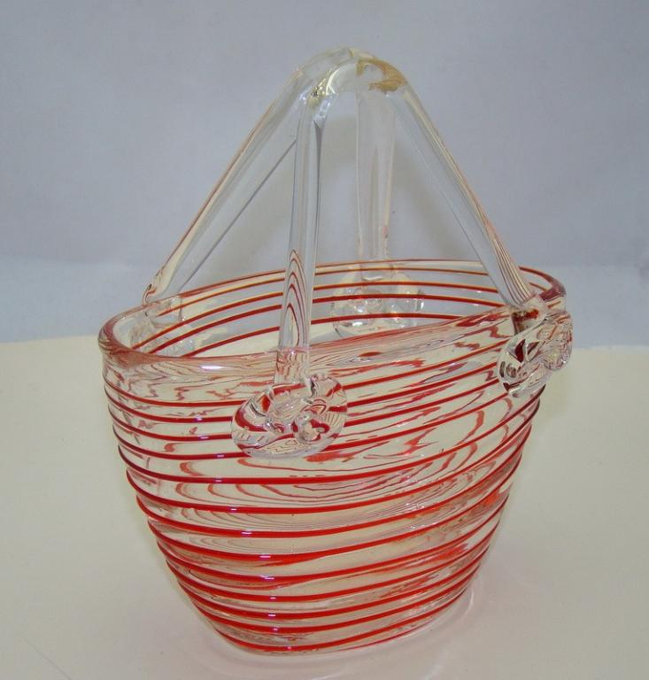 Вазочка корзинка стеклянная (W886)