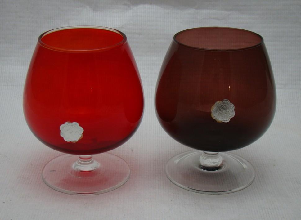 Мурано бокалы коньячные цветные винтажные 2 шт. (M867)
