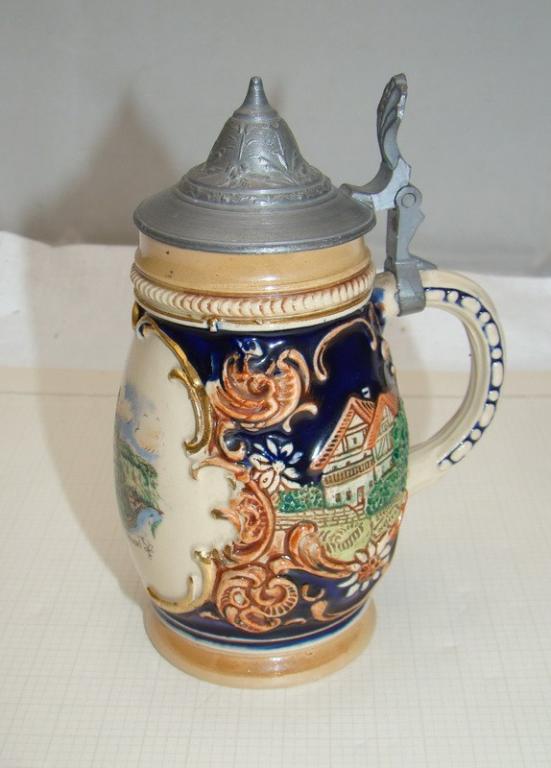 Кружка керамическая винтажная с крышкой 0,2 л (M793)