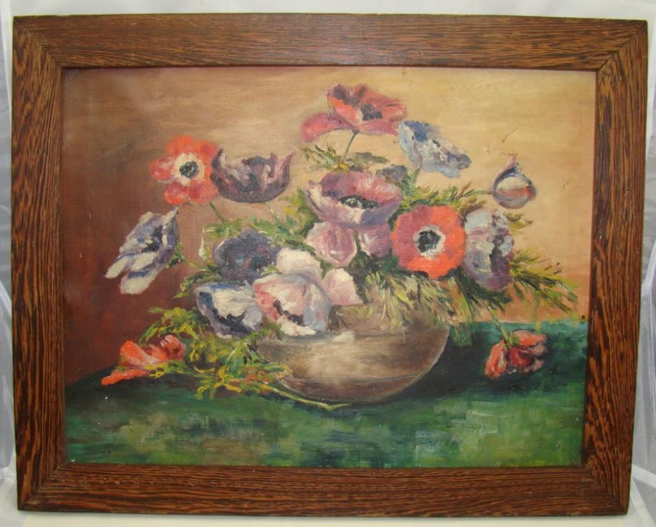 Картина старинная натюрморт Цветы (Y667)
