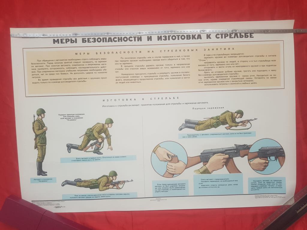 Плакат меры безопасности и изготовка к стрельбе размер 88смХ59см