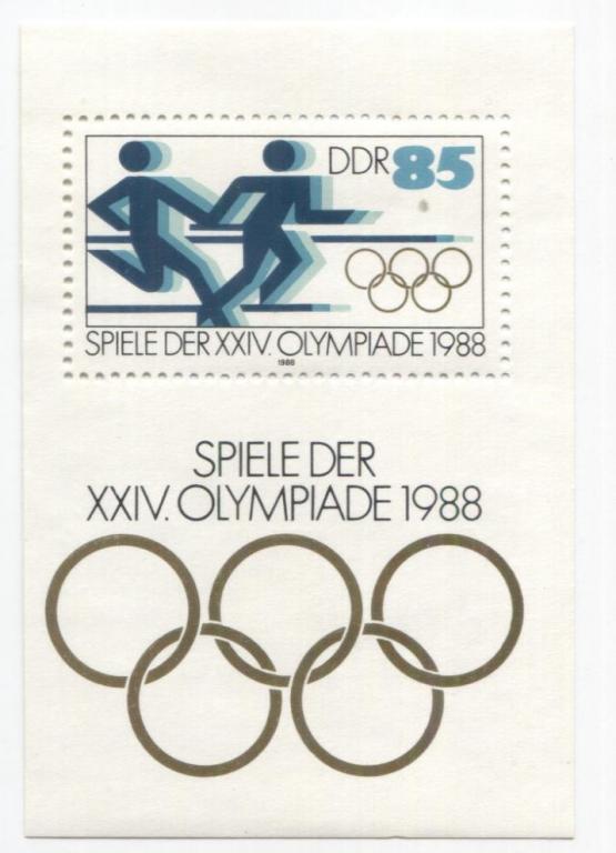 1988 Германия ГДР Летние олимпийские игры в Сеуле 6м и блок.**