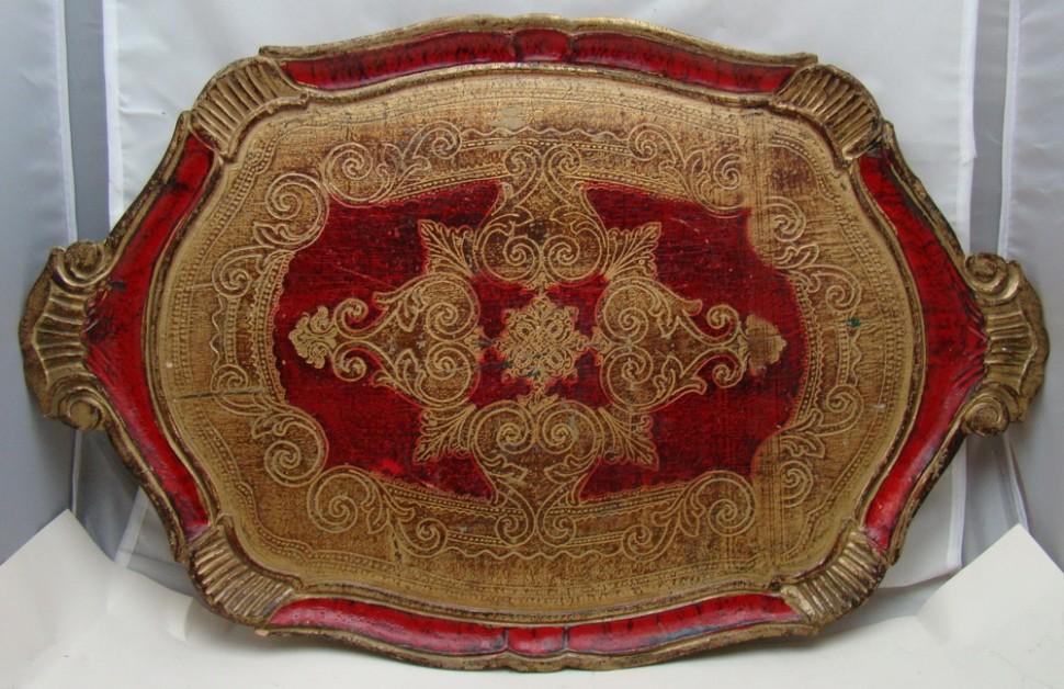 Поднос флорентийский большой винтажный (Y443)