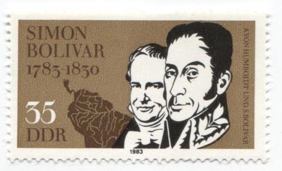 1983 Германия ГДР 200 летие С.Боливара. Боливар и Гумбольдт 1м.**