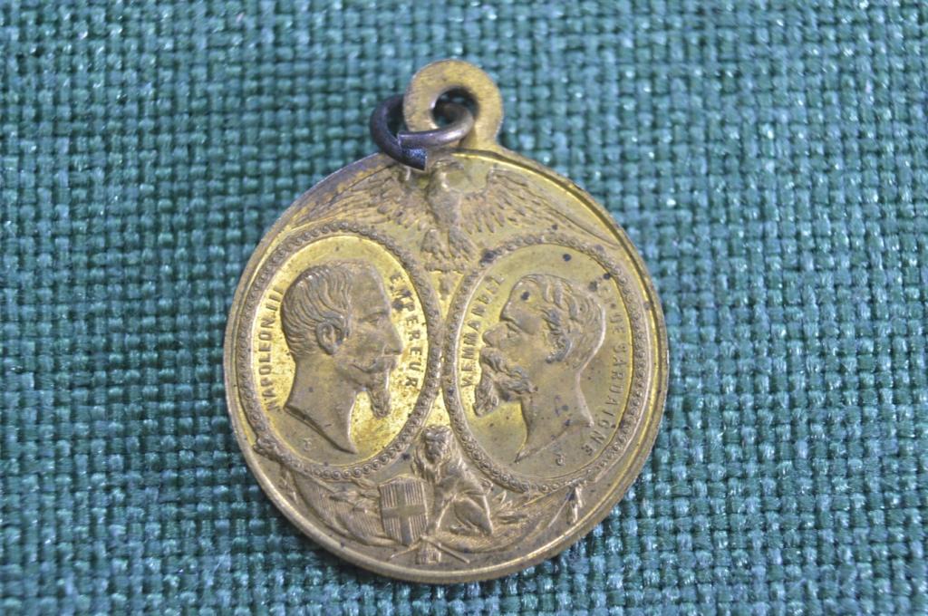 Жетон, медаль "Наполеон III, Виктор Эммануэль". Франко-сардинский альянс. Победы. 1859 год