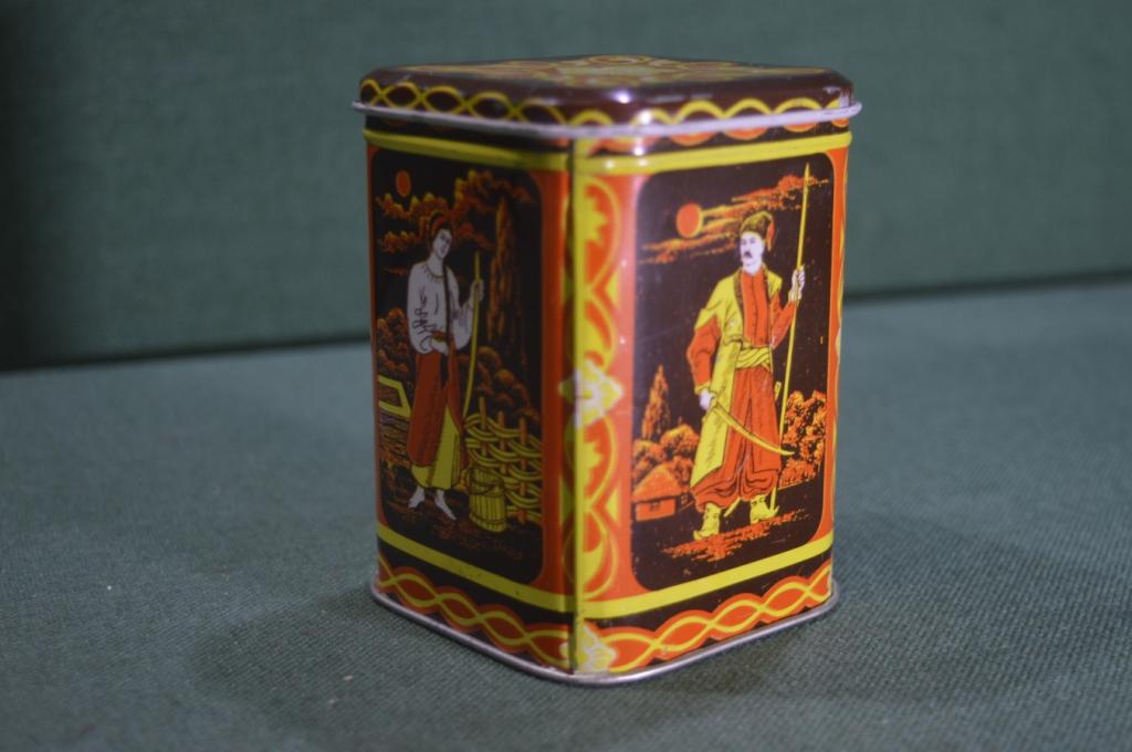 Банка жестяная "Суп гороховый. Украинские мотивы". Комбинат Крымский. Бирка. СССР.