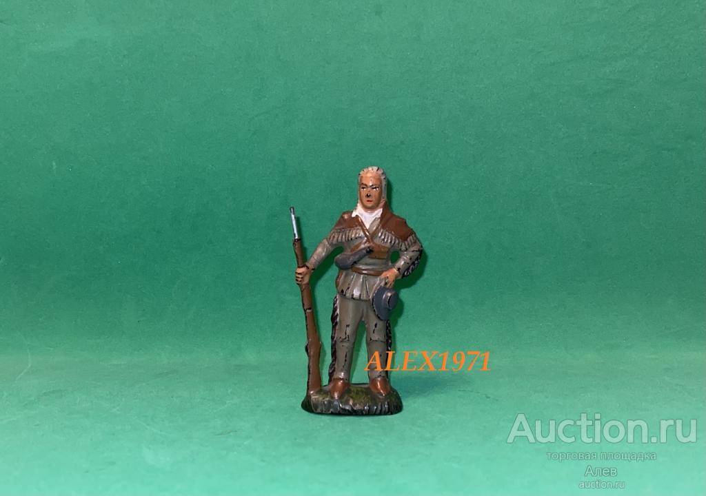 LINEOL, ТРАППЕР (КОВБОЙ) СТОЯЩИЙ С РУЖЬЁМ, ПОСЛЕВОЕННЫЙ, ИНДЕЙЦЫ, СОЛДАТИК, ВЕСТЕРН, ДИКИЙ ЗАПАД