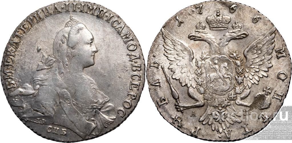 1 рубль 1766 года. СПБ-ТI-АШ. UNC   (136)