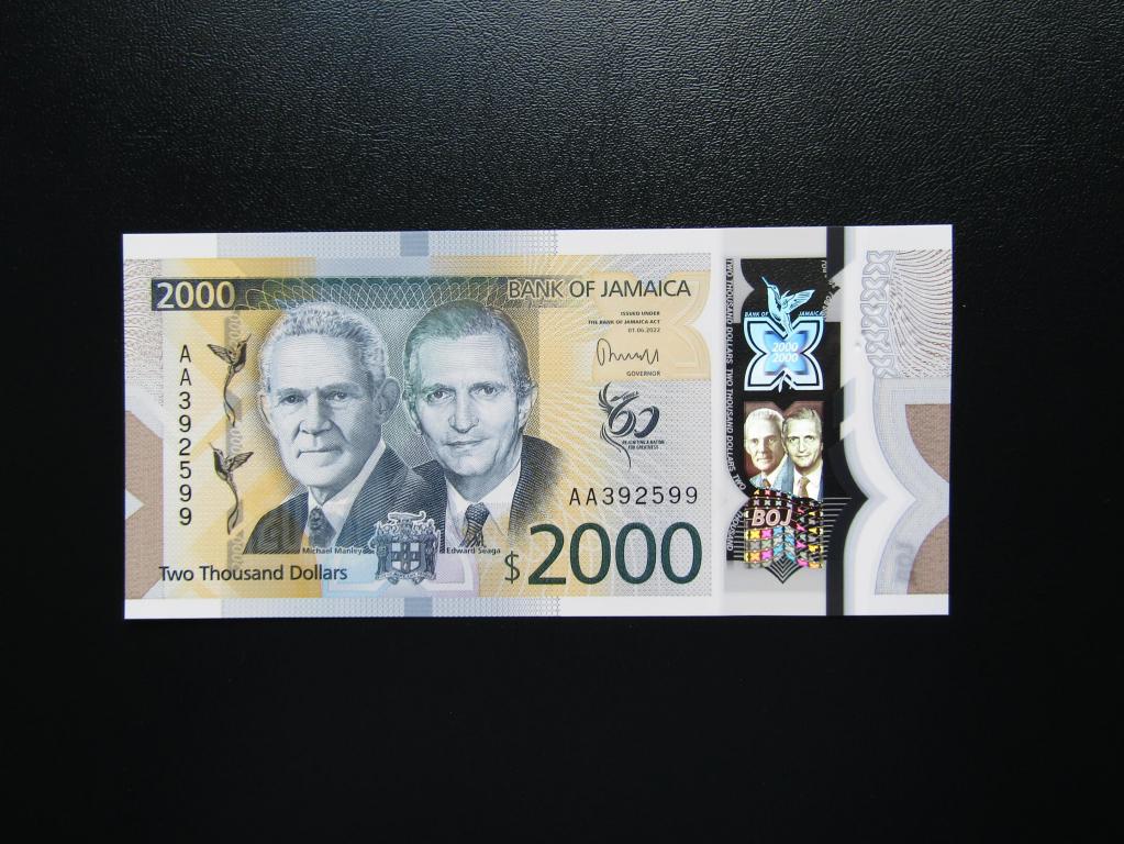 Ямайка - 2000 долларов  2022г. Полимер. Серия АА. UNC.