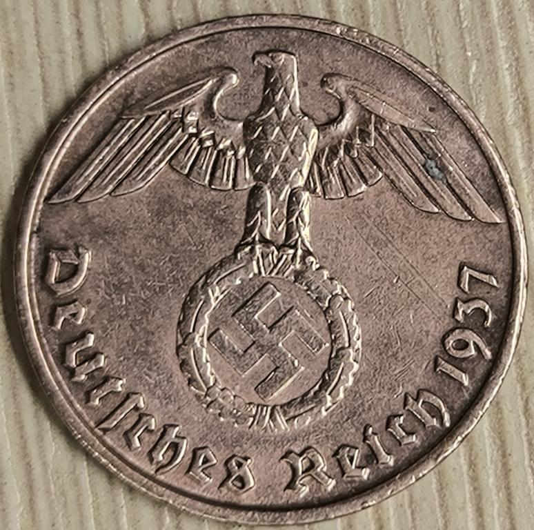 Германия, 3-й Рейх 2 пфеннига (рейхспфеннига) 1937 г. J. ОРИГИНАЛ! VF+