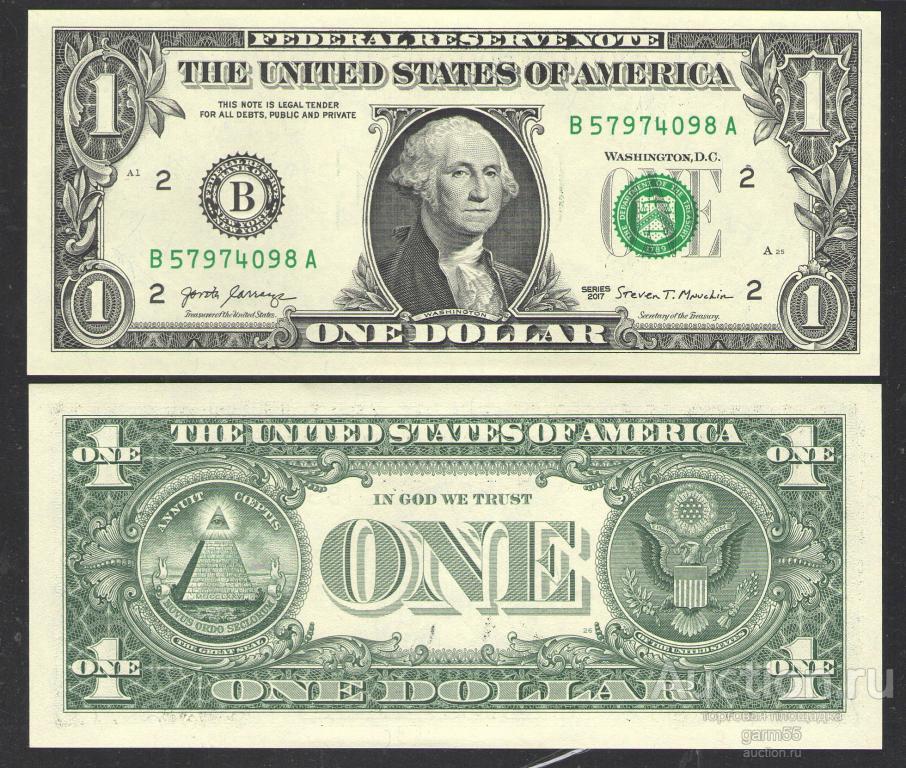 США 1 ДОЛЛАР 2й БАНК 2017г UNC!!! ПРЕСС!