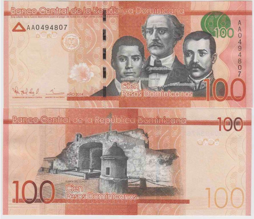 Доминиканская республика 100 песо 2014 UNC