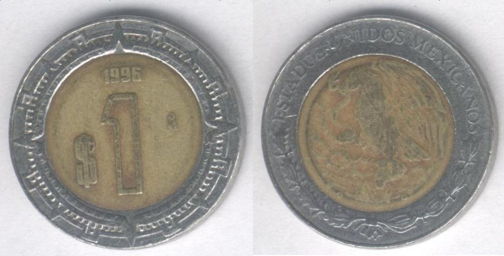 Монета Мексика 1 песо 1996 г. F+