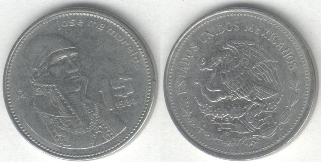 Монета Мексика 1 песо 1984 г. VF+