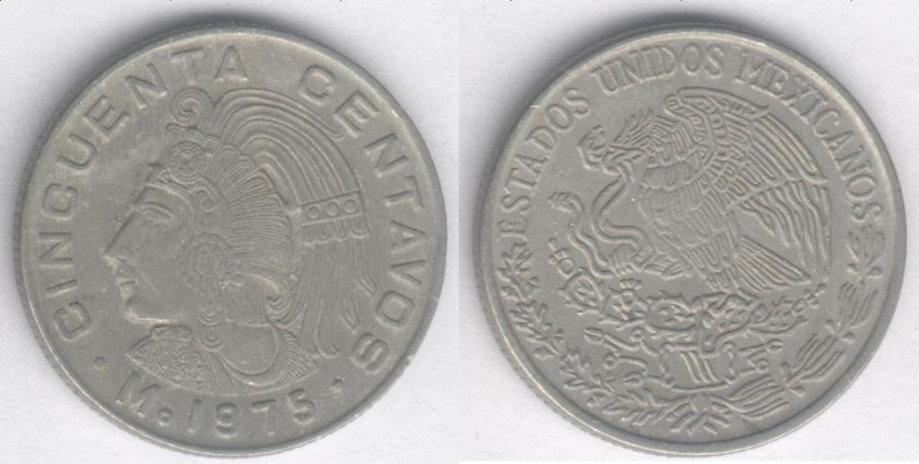 Монета Мексика 50 сентаво 1975 г. VF