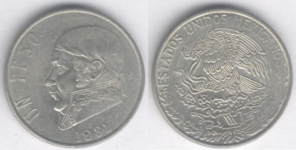 Монета Мексика 1 песо 1981 г. XF