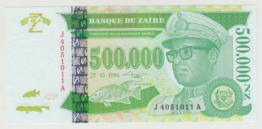 Заир 500000 заиров 1996 UNC