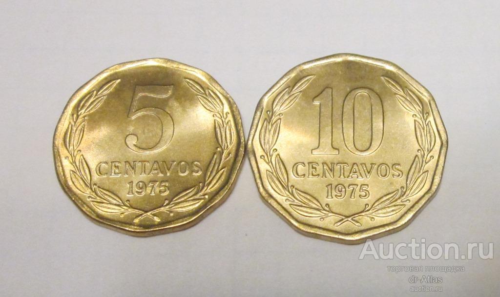 Чили 5 сентаво 10 сентаво 1975 UNC 8619