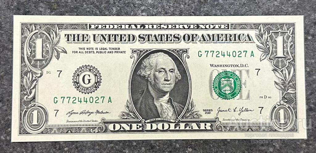 США 1  ДОЛЛАР 2021   7G ( ЧИКАГО )  БЛОК G-A  "UNC!!!" (см.фото)
