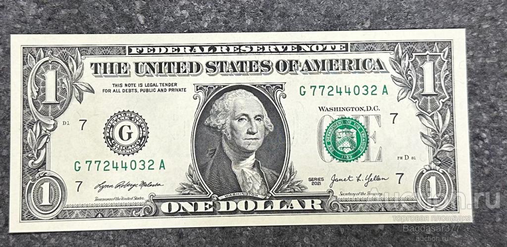 США 1  ДОЛЛАР 2021   7G ( ЧИКАГО )  БЛОК G-A  "UNC!!!" (см.фото)