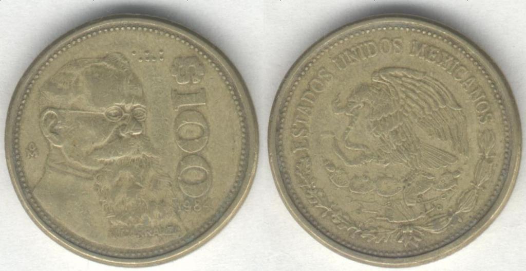 Монета Мексика 100 песо 1984 г. VF-