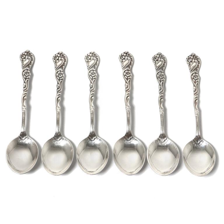 Серебряные кофейные ложки, 6 шт. Швеция, 1949 год.