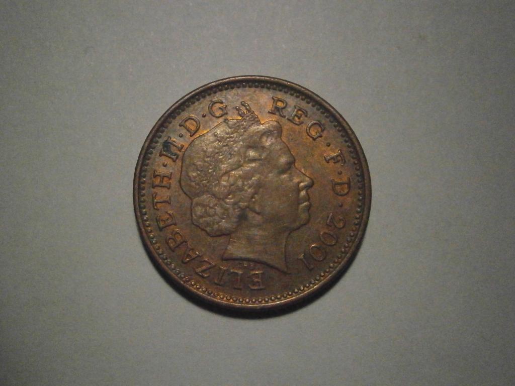 Монета. Великобритания. 1 пенни  2001 год.  Состояние XF  Лот №23