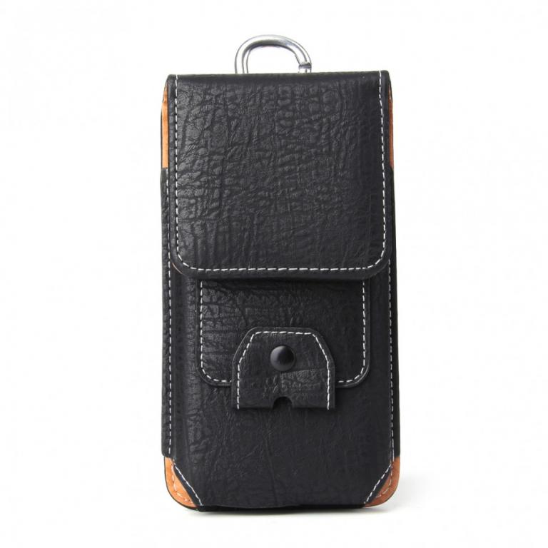 Вертикальный кожаный чехол кобура для смартфонов до 6.7" (Black)