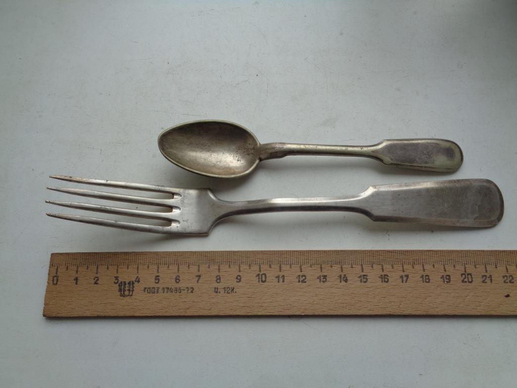 чайная ложка и вилка для мяса,до 1917 года,клейма.