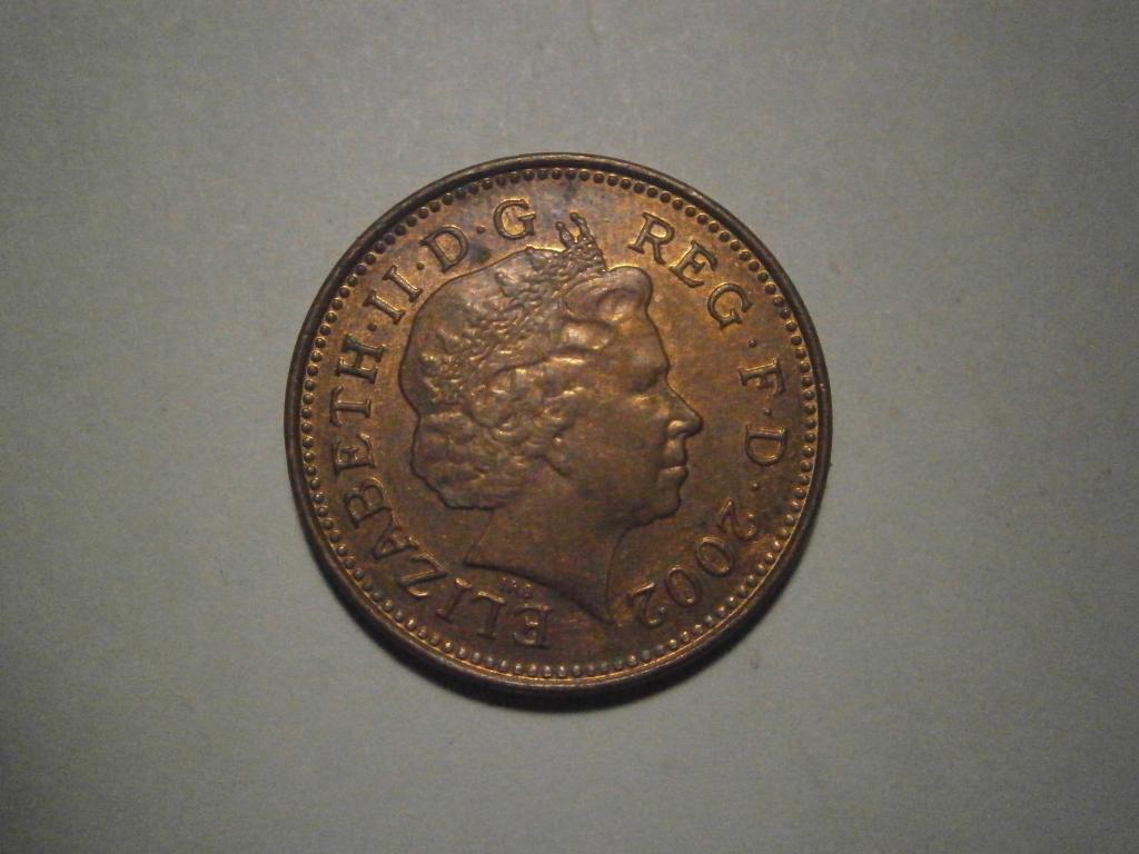 Монета. Великобритания. 1 пенни  2002 год.  Состояние XF  Лот №28